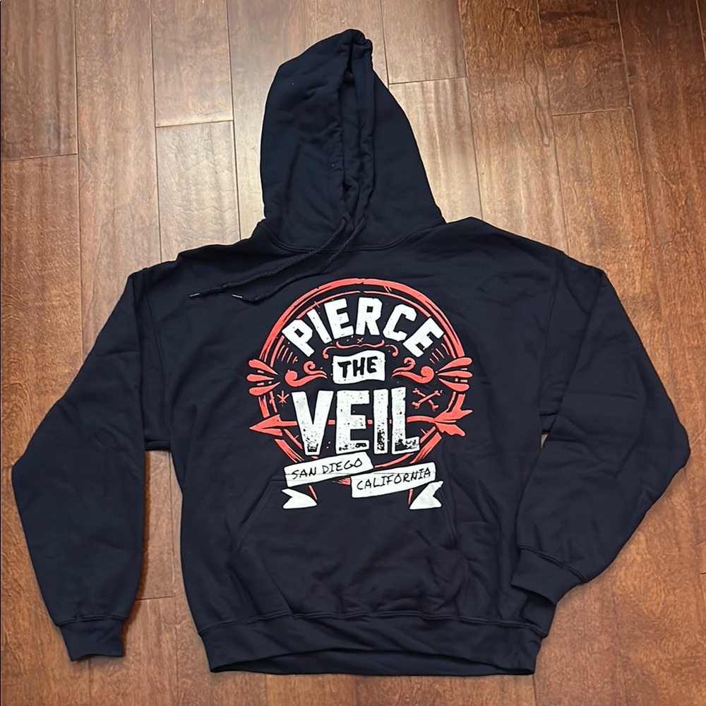 Pierce the Veil Dark Navy Graphic Hoodie, Size Large, New Without Tags